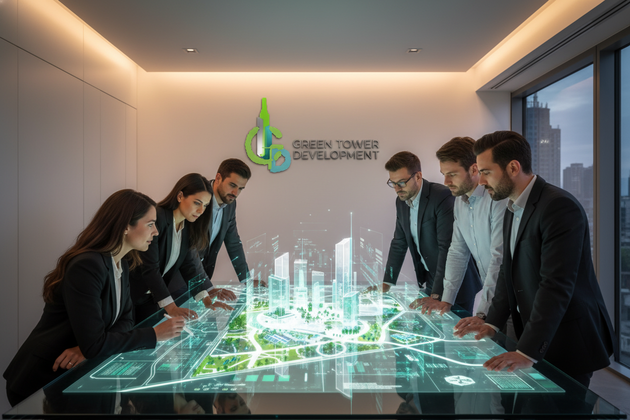 Team collaborating on sustainable city master plan